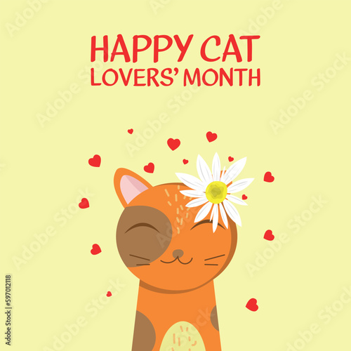 cat lovers’ month. Design suitable for greeting card poster and banner