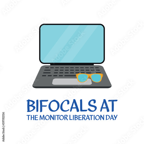 bifocals at the monitor liberation day. Design suitable for greeting card poster and banner