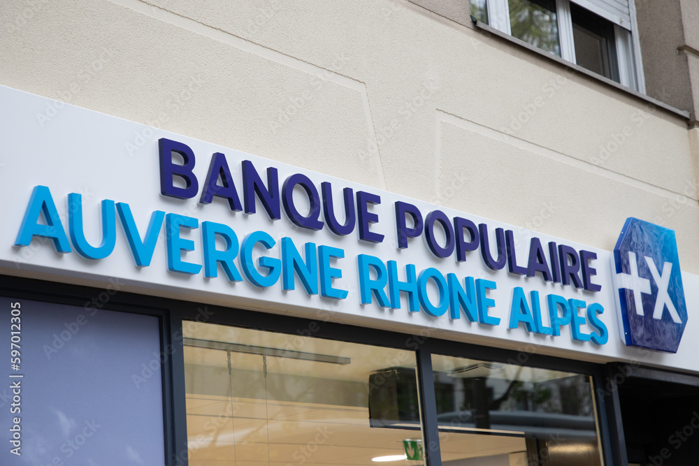 Banque Populaire Auvergne Rhone Alpes French Bank Sign Text And Brand ...