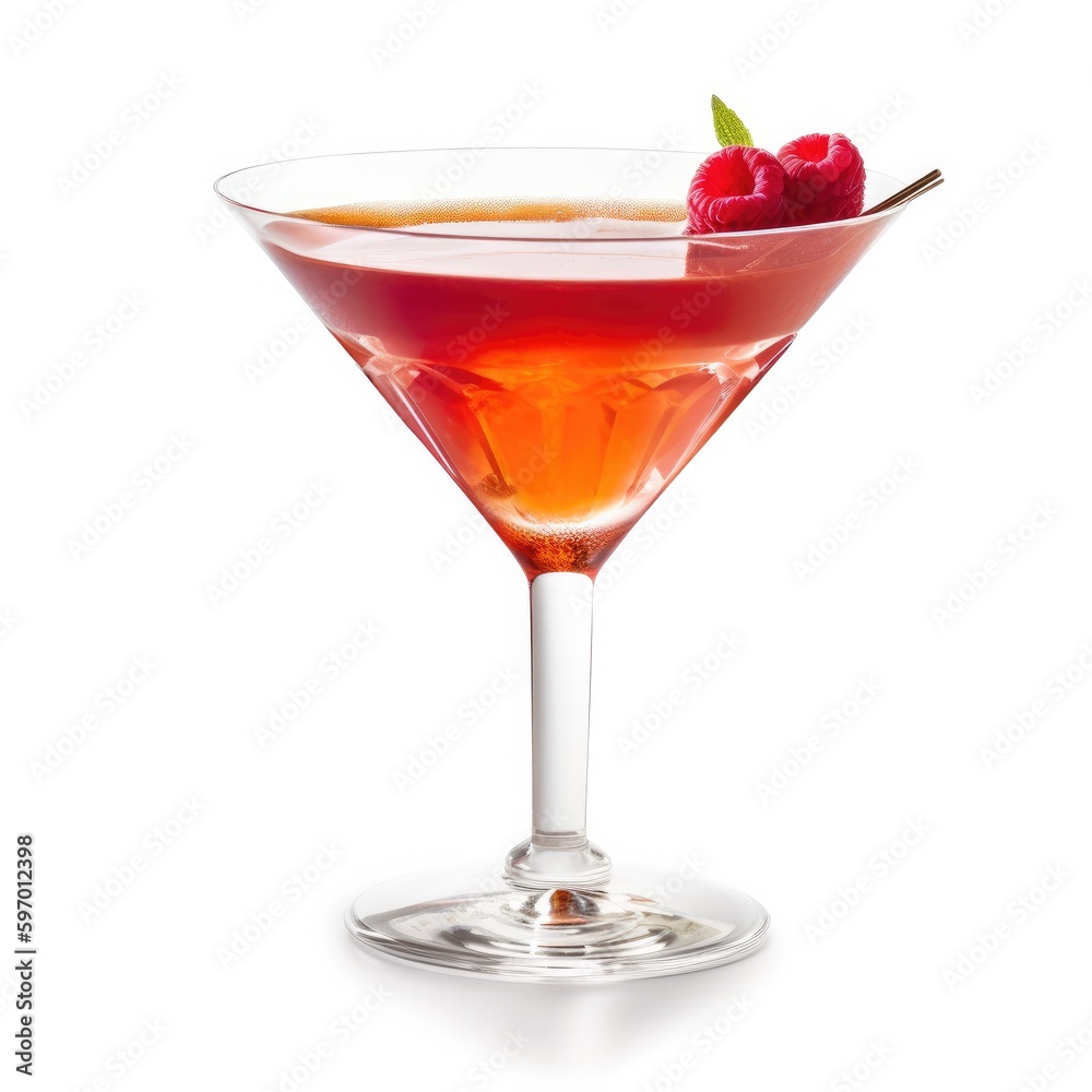 French Martini cocktail Isolated on White. Generative AI French Martini cocktail Isolated on White. Generative AI