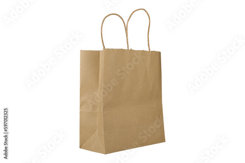 Recycled paper bags isolated on white background.