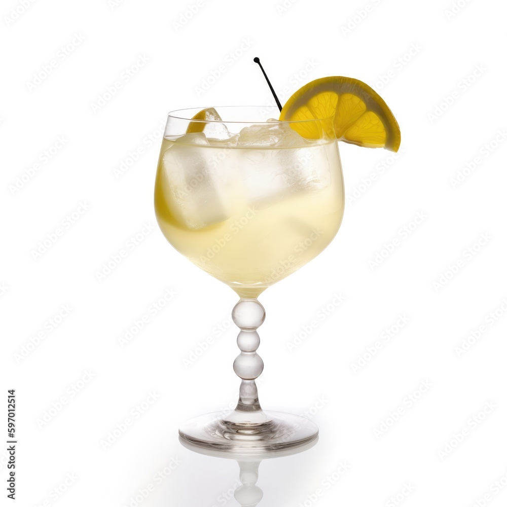 White Lady cocktail Isolated on White. Generative AI White Lady cocktail Isolated on White. Generative AI
