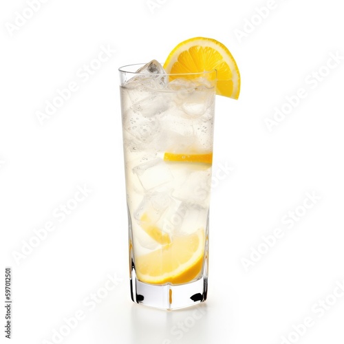 Tom Collins cocktail Isolated on White. Generative AI