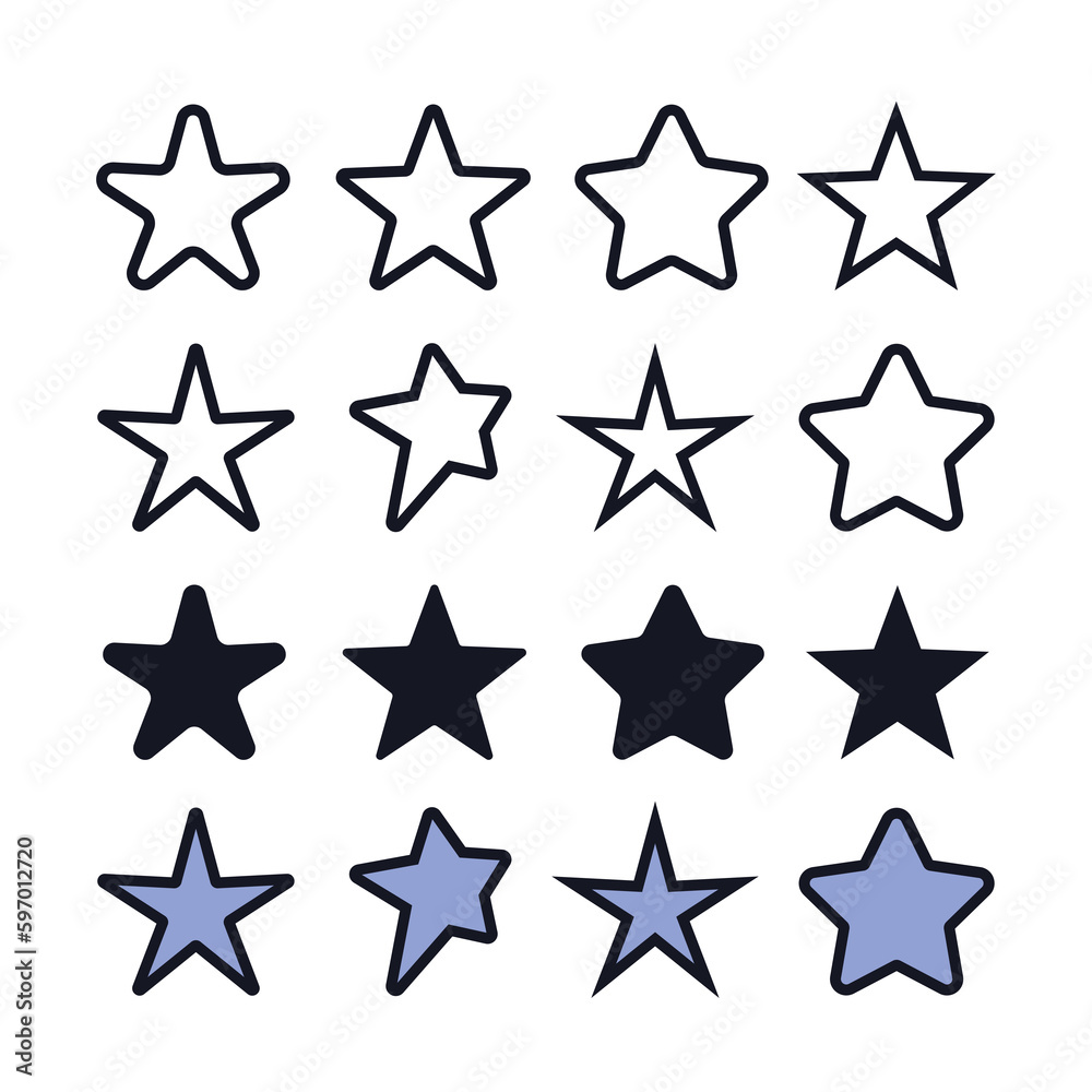 Vector design of stars icon set. Vector design of stars icon set.