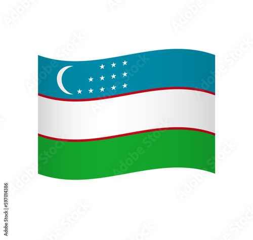 Uzbekistan flag - simple wavy vector icon with shading. Free Download Uzbekistan flag - simple wavy vector icon with shading. - GFXLoad
