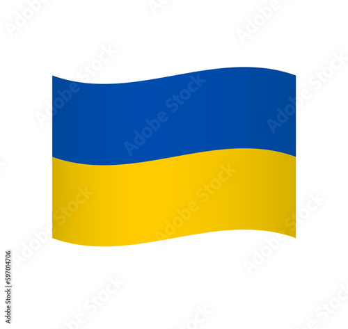 Ukraine flag - simple wavy vector icon with shading.