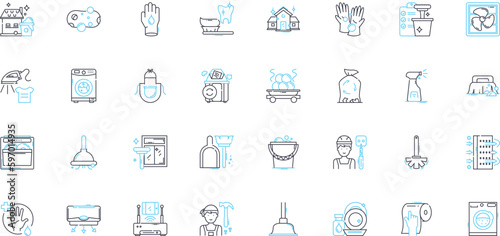 Scrubbing linear icons set. Exfoliation, Polishing, Cleansing, Refreshing, Renewal, Detoxification, Rejuvenation line vector and concept signs. Smoothing,Purification,Revitalization Generative AI