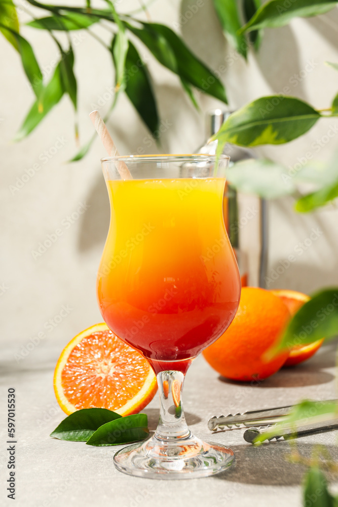 Fototapeta premium Orange cocktail, concept of fresh delicious summer citrus cocktail