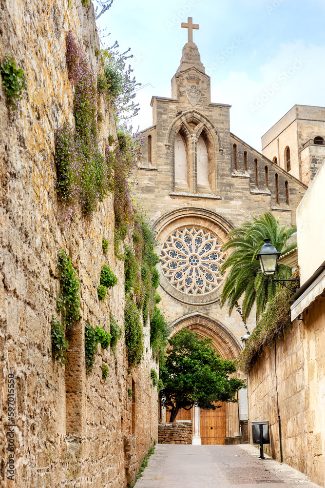 Fototapeta premium Iglesia de Sant Jaume or Church of St. Jaume is a Roman Catholic church in Alcúdia, Mallorca - Balearic Island, Spain