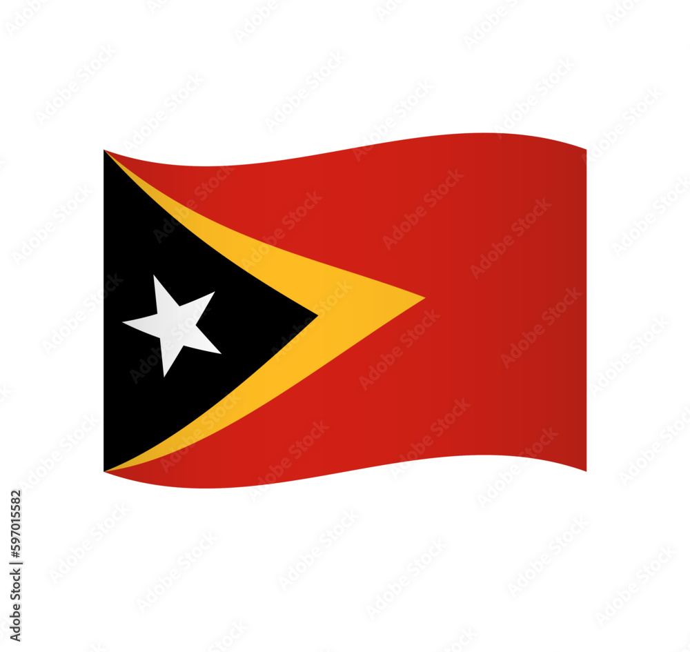 East Timor flag - simple wavy vector icon with shading. East Timor flag - simple wavy vector icon with shading.