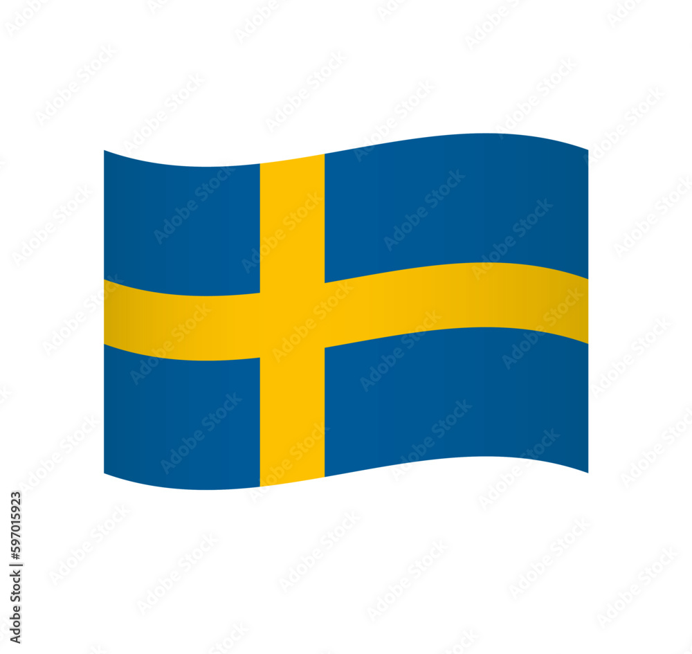 Sweden flag - simple wavy vector icon with shading. Sweden flag - simple wavy vector icon with shading.