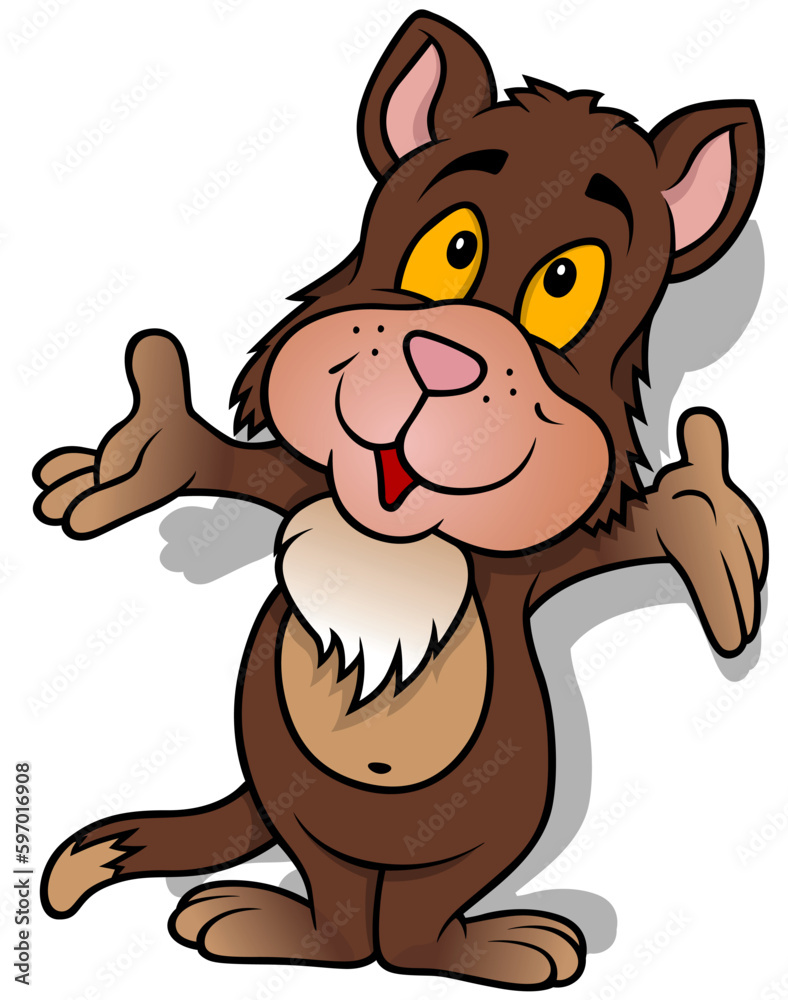 Brown Cute Kitty with Open Arms Brown Cute Kitty with Open Arms