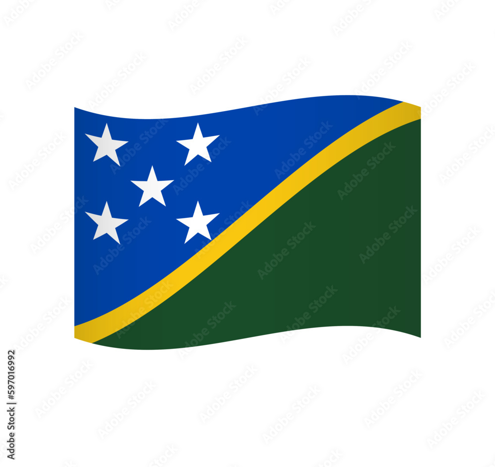 Solomon Islands flag - simple wavy vector icon with shading.
