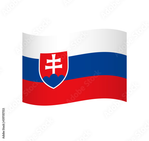 Slovakia flag - simple wavy vector icon with shading.