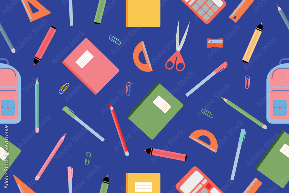 Seamless Back to School pattern. High school and college subjects. Vector illustration Seamless Back to School pattern. High school and college subjects. Vector illustration