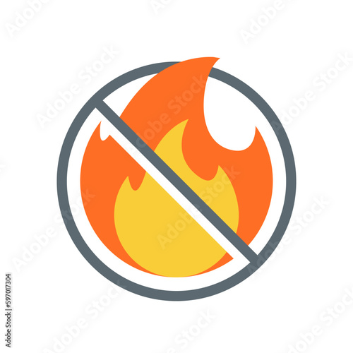 no fire, flame retardant concept illustration flat design icon editable vector eps10