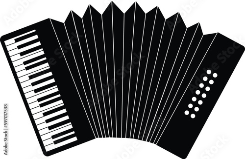 Accordion icon on white background. Chromatic accordion symbol. Old Accordion sign. Musical instrument. flat style.
