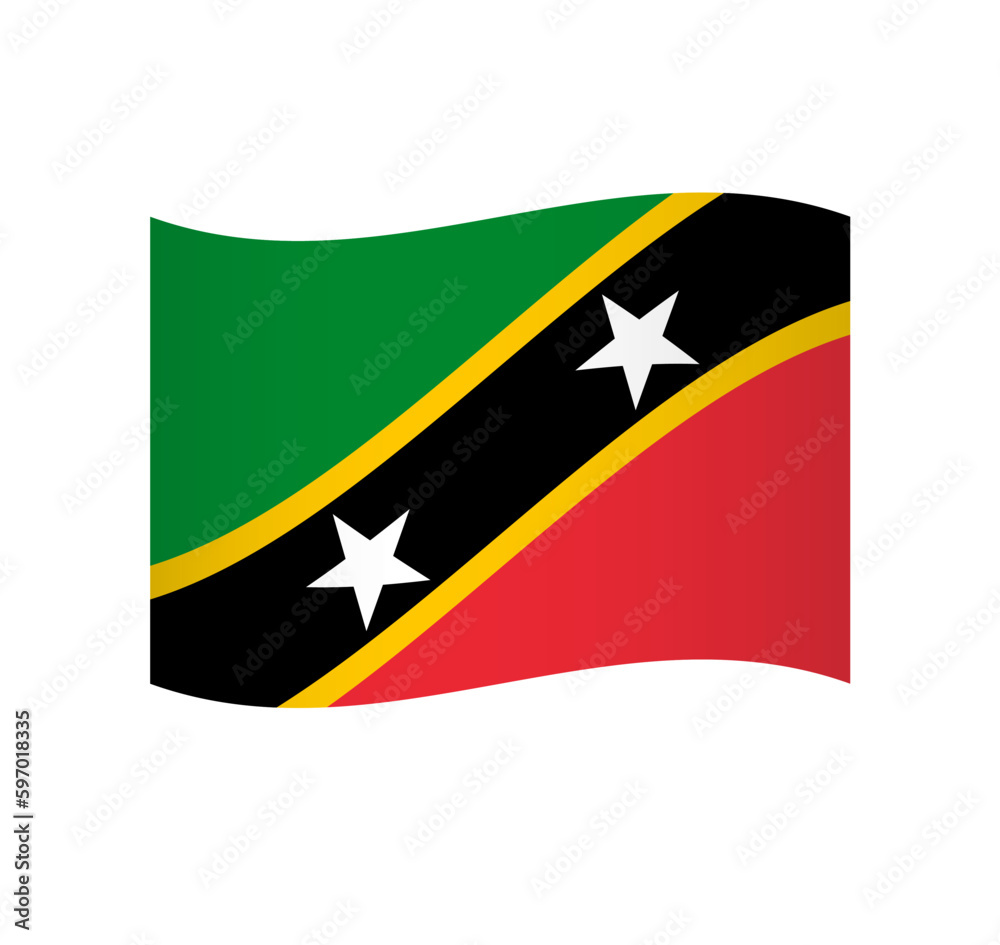 Saint Kitts and Nevis flag - simple wavy vector icon with shading. Saint Kitts and Nevis flag - simple wavy vector icon with shading.
