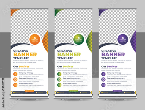 Modern roll up banner template, Standee template, X-banner template, Flag banner design