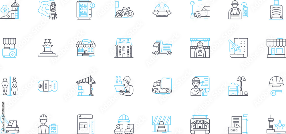 Urban landscape linear icons set. Concrete, Skyscrapers, Traffic, Pollution, Streets, Alleyways, Buildings line vector and concept signs. Bridges,Graffiti,Subway outline illustrations Generative AI Urban landscape linear icons set. Concrete, Skyscrapers, Traffic, Pollution, Streets, Alleyways, Buildings line vector and concept signs. Bridges,Graffiti,Subway outline illustrations Generative AI