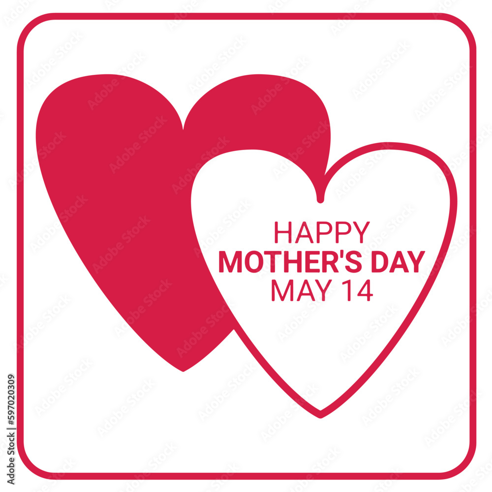 Happy Mother's Day greeting card with heart. Vector illustration on white background.