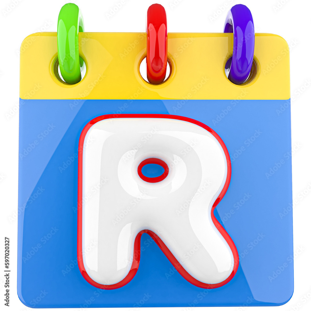 Icon 3d Letters R Alphabet With Calendar Icon 3d Letters R Alphabet With Calendar