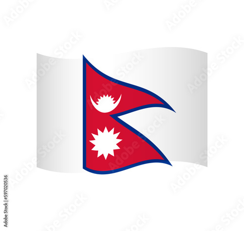 Nepal flag - simple wavy vector icon with shading.