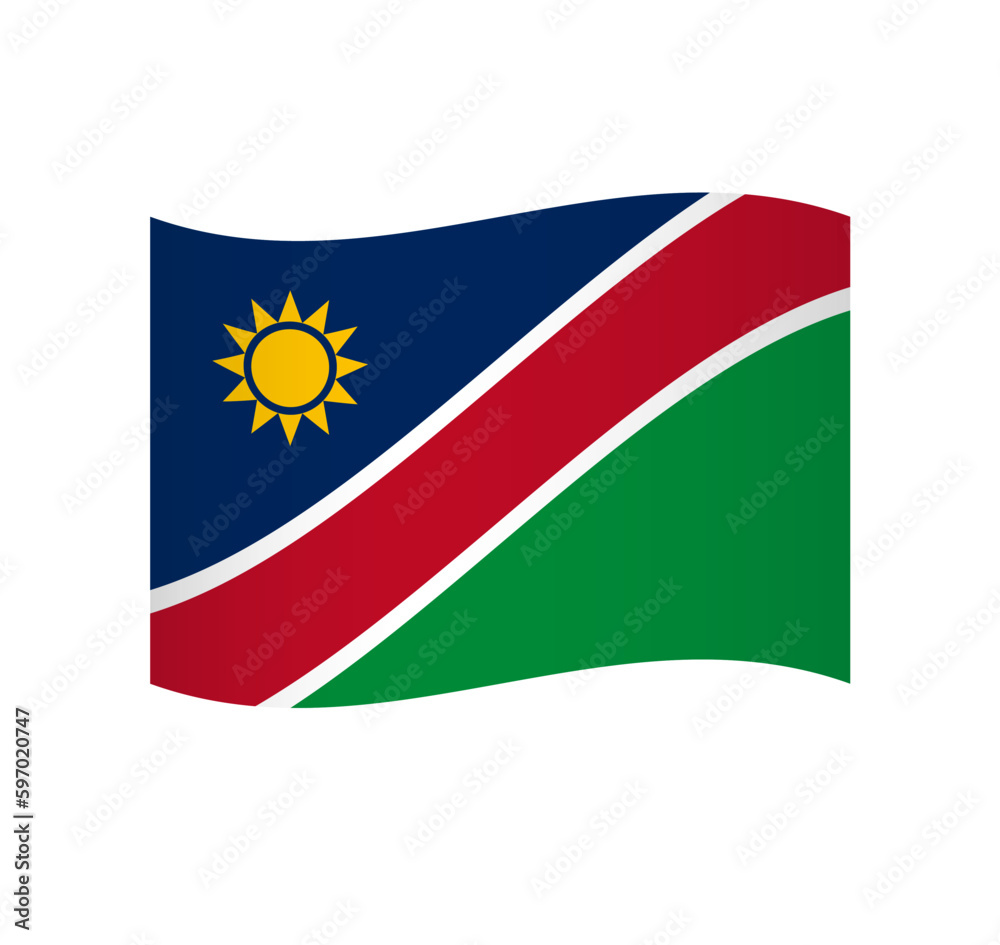 Namibia flag - simple wavy vector icon with shading. Namibia flag - simple wavy vector icon with shading.