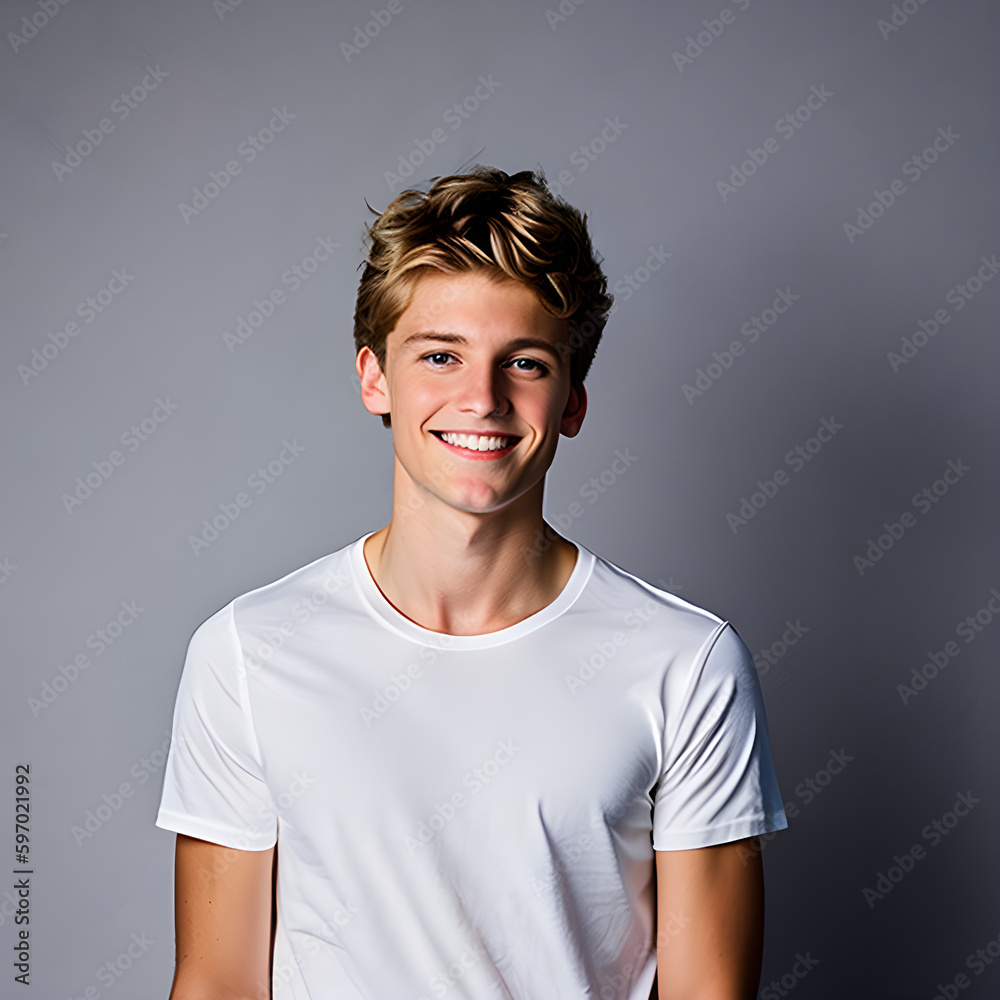 ai-generated illustration of a happy young Caucasian male model in a photoshoot ai-generated illustration of a happy young Caucasian male model in a photoshoot