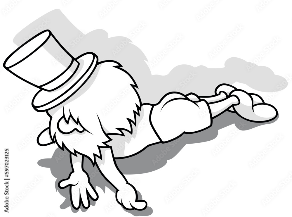 Drawing of a Lying Stick Figure with Hands Hanging Down Drawing of a Lying Stick Figure with Hands Hanging Down
