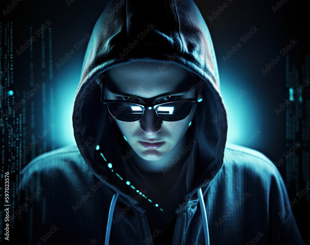 Cyber Intruder Unmasked: Devious Hacker Mastermind Photo Art Created with Generative AI and Other Techniques Cyber Intruder Unmasked: Devious Hacker Mastermind Photo Art Created with Generative AI and Other Techniques