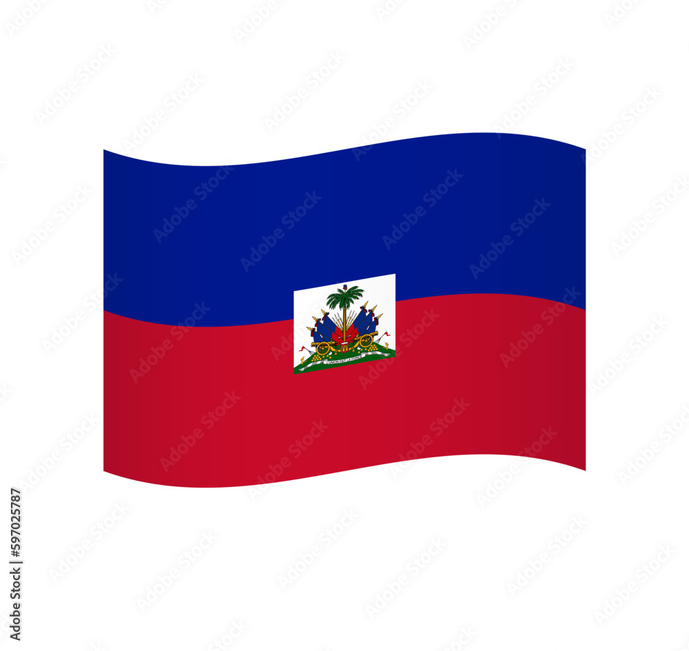 Haiti flag - simple wavy vector icon with shading.
