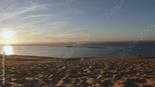 Reflection Of The Sun On Arcachon Bay From The Dune Of Pilat During Winter In France. photo