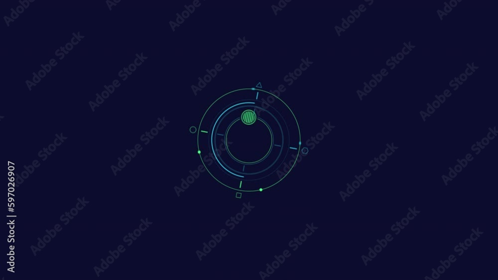 Looped animation of a circular shape HUD element.
