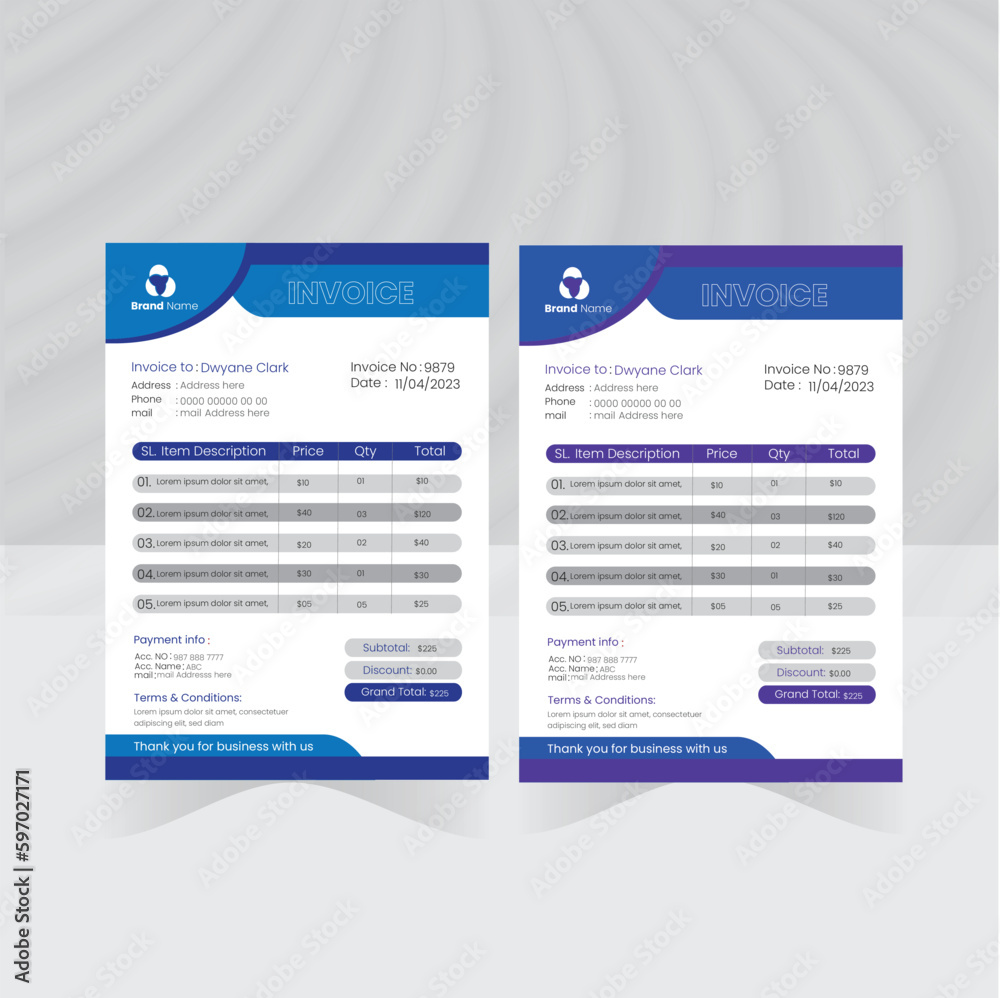 Obraz premium Creative Invoice minimal design template. Bill form business invoice accounting.