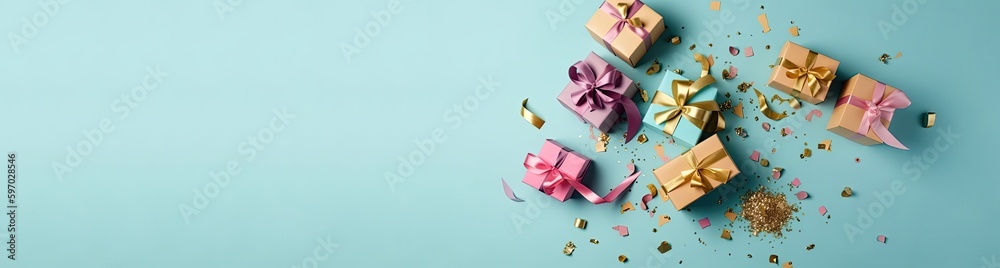 gift boxes banner with generative ai gift boxes banner with generative ai