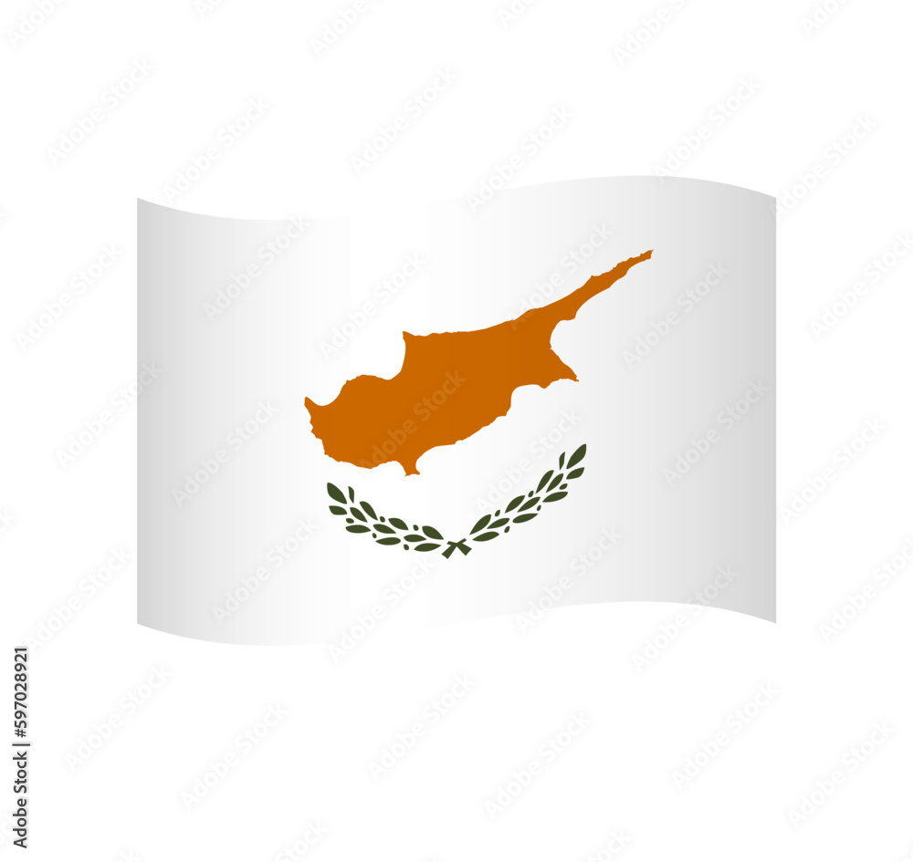 Cyprus flag - simple wavy vector icon with shading.
