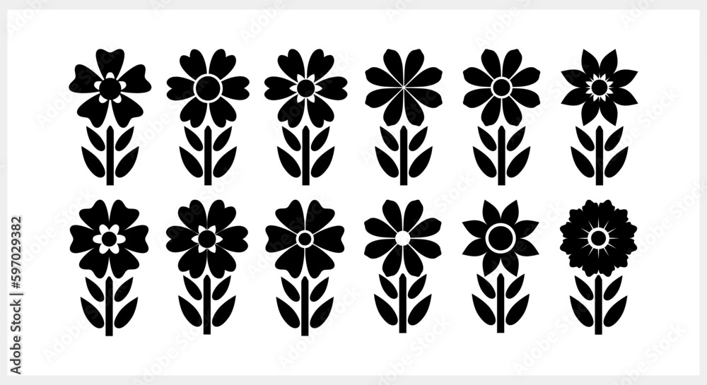 Stencil flower with leaf icon isolated Cartoon clipart Vector stock illustration EPS 10 Stencil flower with leaf icon isolated Cartoon clipart Vector stock illustration EPS 10