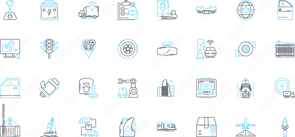 Digital Commerce linear icons set. E-commerce, Online shopping, Mobile payments, Cryptocurrency, Virtual storefront, Digital currency, Online marketplace line vector and concept signs. Generative AI