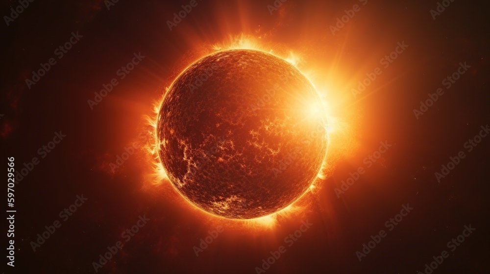 magnetic storms from the sun. sun burst of rays in space. geomagnetic storm, generative ai magnetic storms from the sun. sun burst of rays in space. geomagnetic storm, generative ai