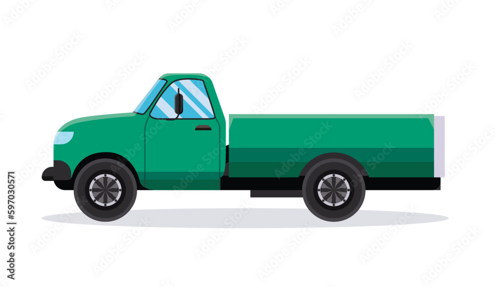 green pickup truck vector illustration	
