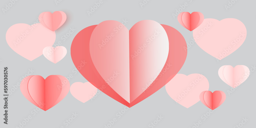 Heart Valentine's Day, Creative paper cut heart decorated background