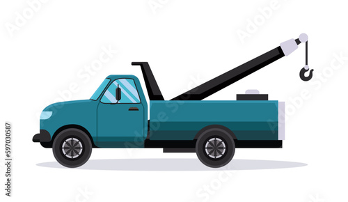 pickup truck crane. tow truck vector illustration
