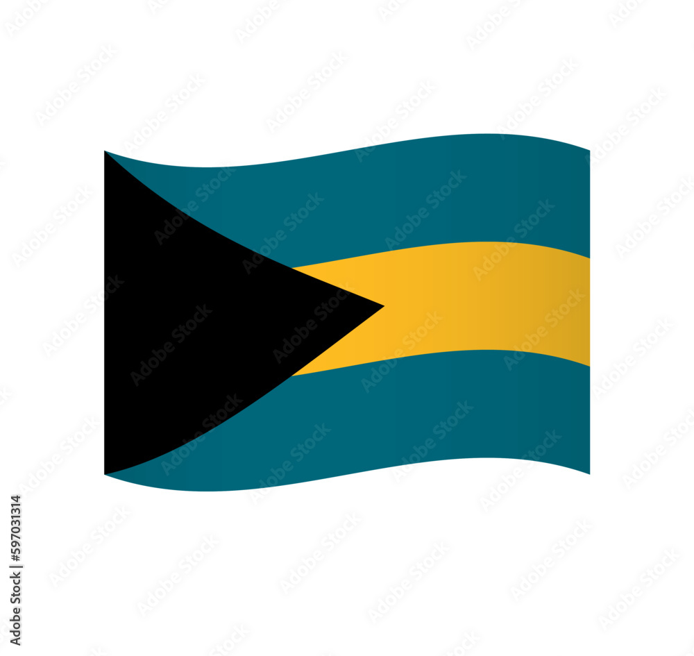 Bahamas flag - simple wavy vector icon with shading. Bahamas flag - simple wavy vector icon with shading.