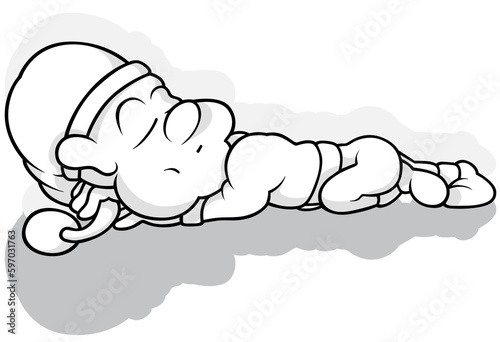 Drawing of a Leprechaun Sleeping on the Ground