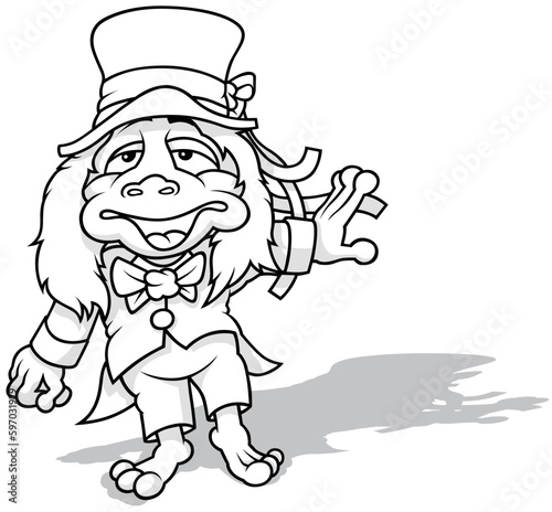Drawing of a Waterman with a Top Hat on his Head