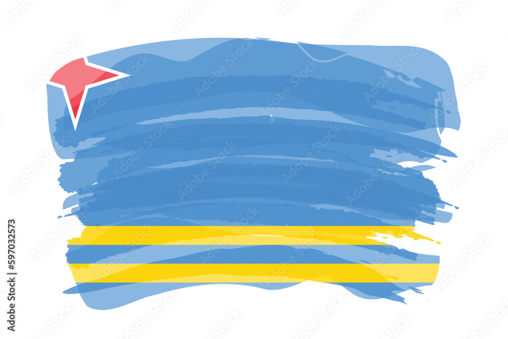 Brush stroke flag of ARUBA Brush stroke flag of ARUBA