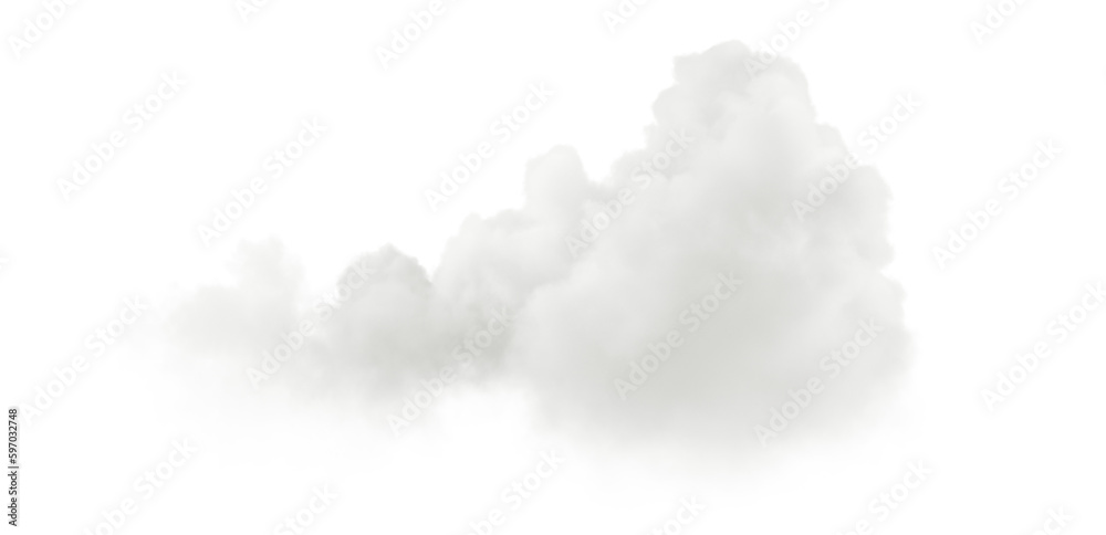 Cut out basic white cumulus clouds shapes flowing 3d rendering png