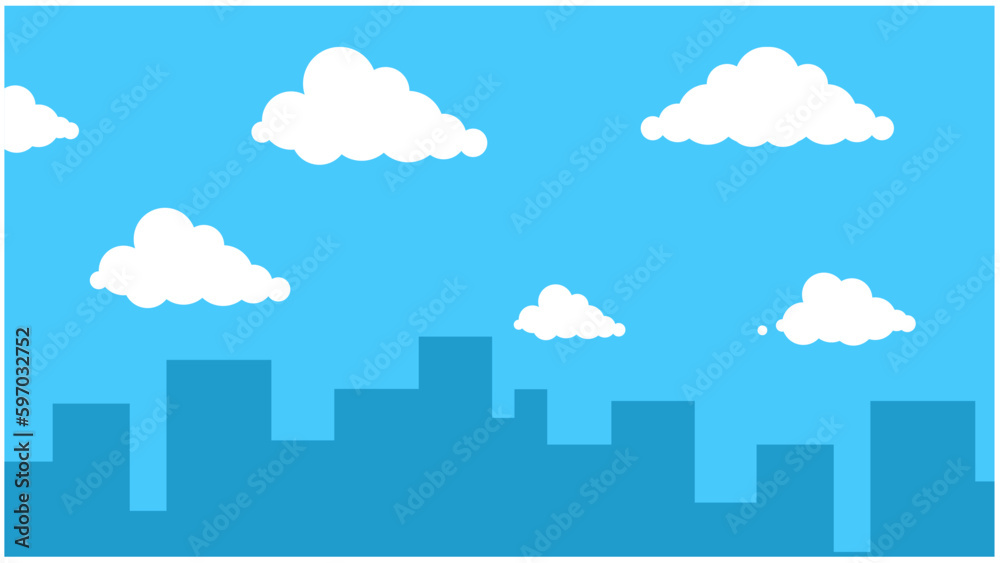 Cloud. white cloudy isolated on blue background. vector illustration of beautiful clouds in the village. Vector illustration.