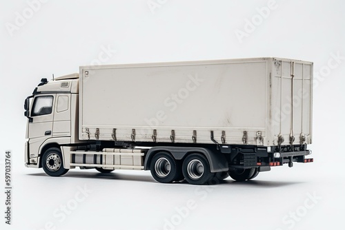 White background logistic lorry with container. Generative AI